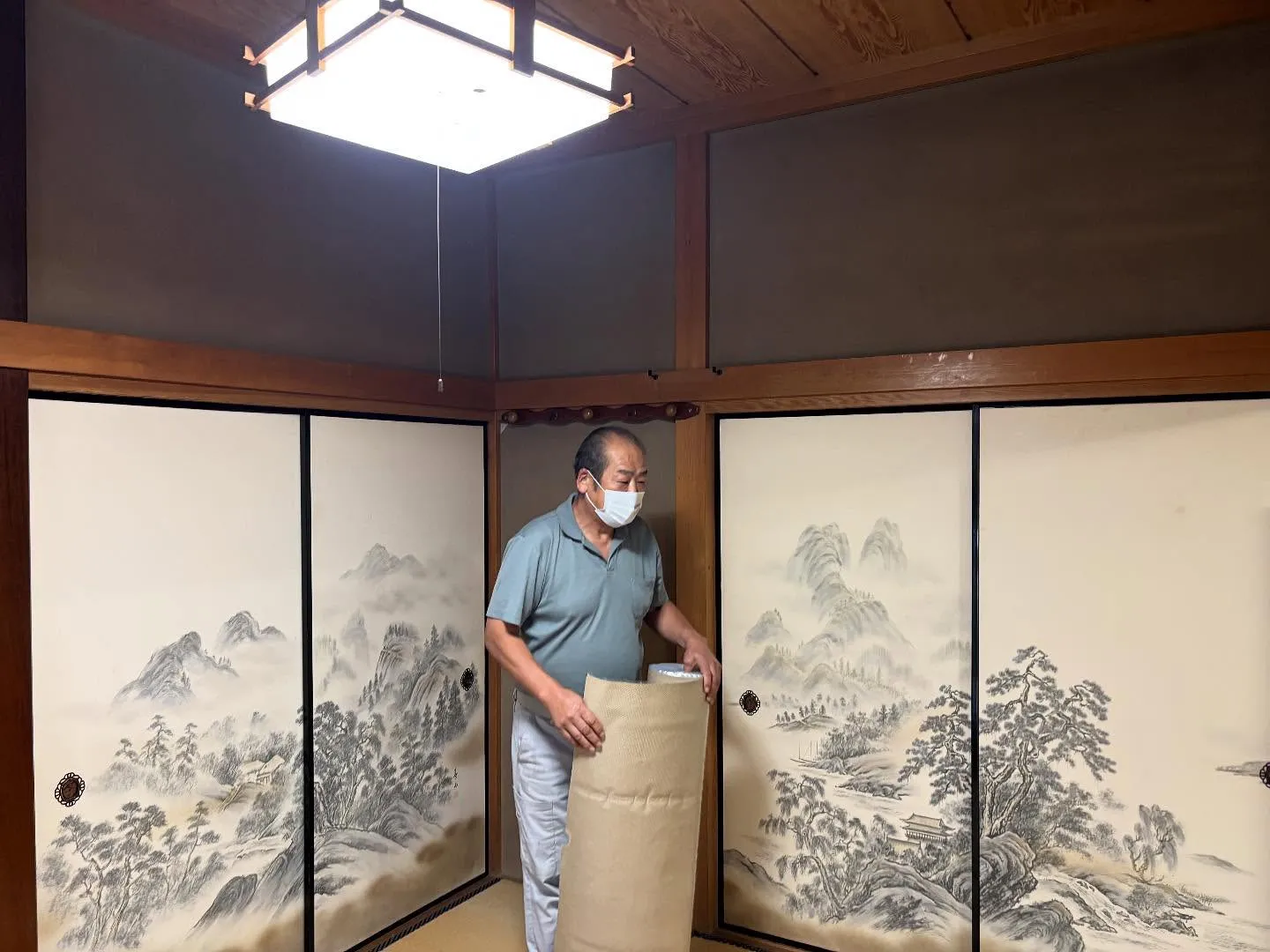 【和室砂壁、照明交換工事】