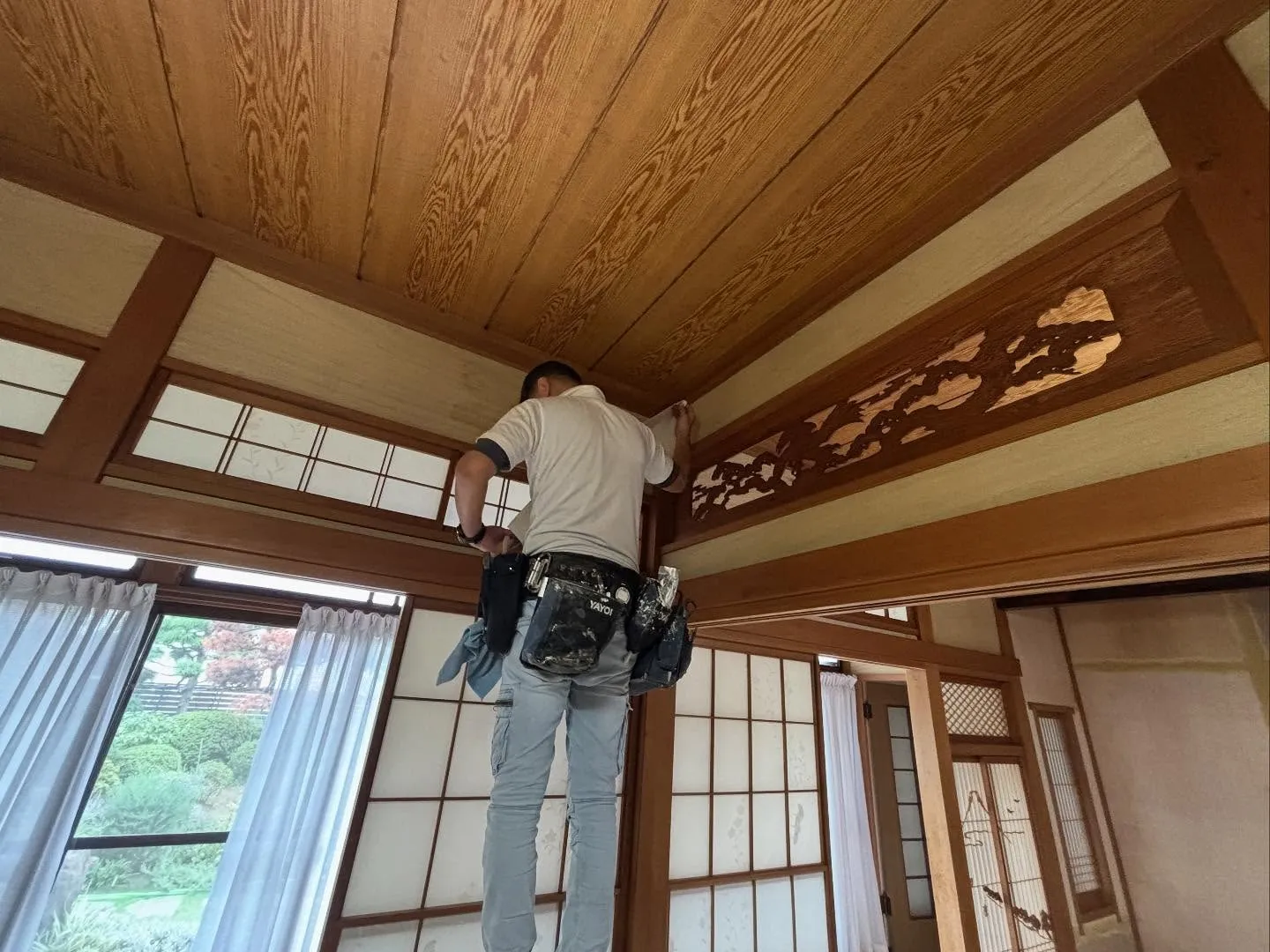 【千葉市　中央区和室砂壁、照明交換工事】